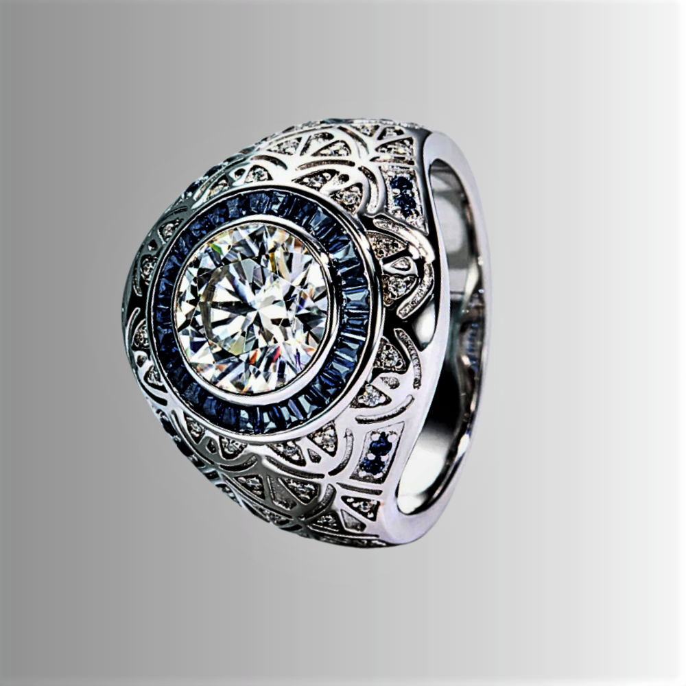 Fascia con Moissanite da ct 3,00 con taglio Carrè e Brillante