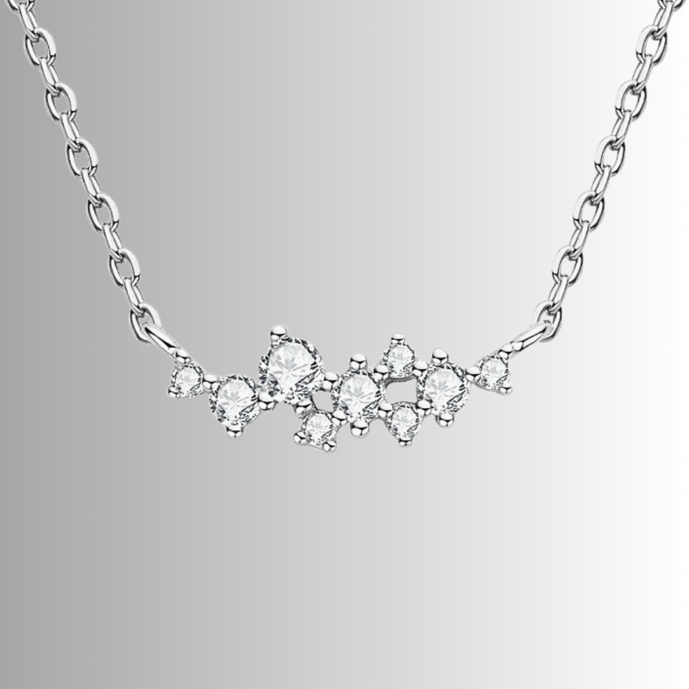 Parure Collana, Bracciale e Anello con Moissaniti Sfalsate