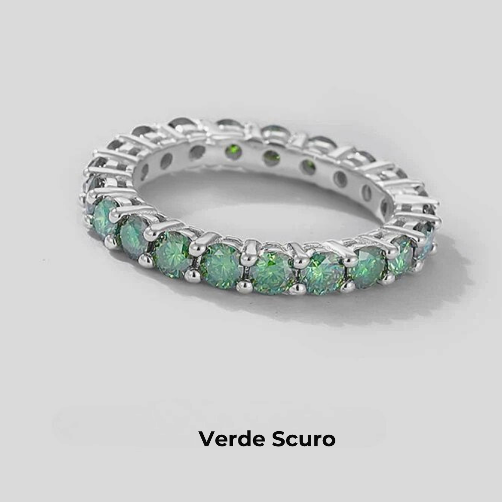 Eternity a 2 punte con Moissaniti VVS1 Colorate per Ct 2.20