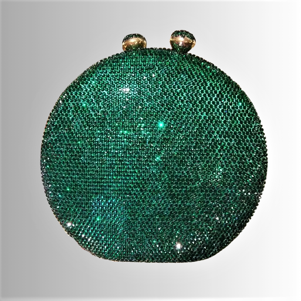 Clutch Rotonda Fatta a Mano con Cristalli Colorati
