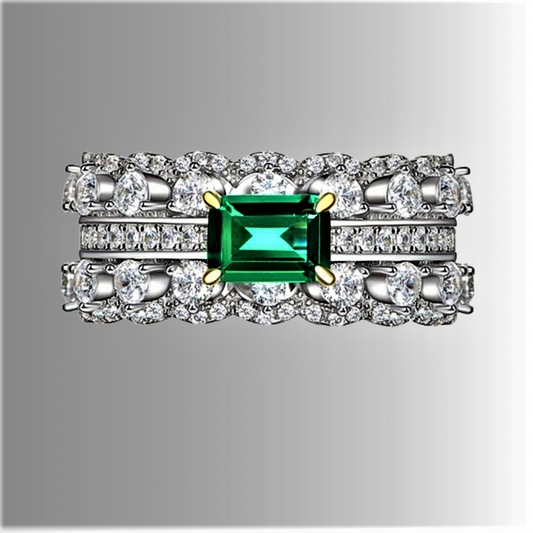 Fascia " Verde Speranza" con Smeraldo e Brillanti Sintetici ad Alto Contenuto di Carbonio