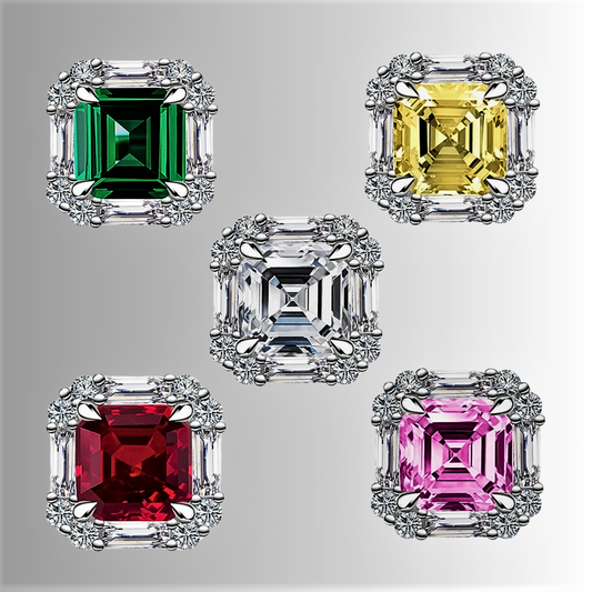 Mini Collezione di Orecchini con Gemme Lab Grown Taglio Asscher, Baguette e Brillante