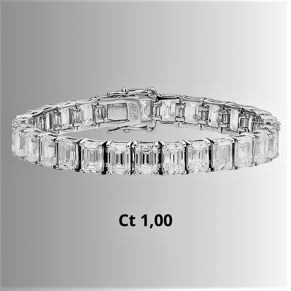 Bracciale Tennis con Moissaniti Taglio Smeraldo