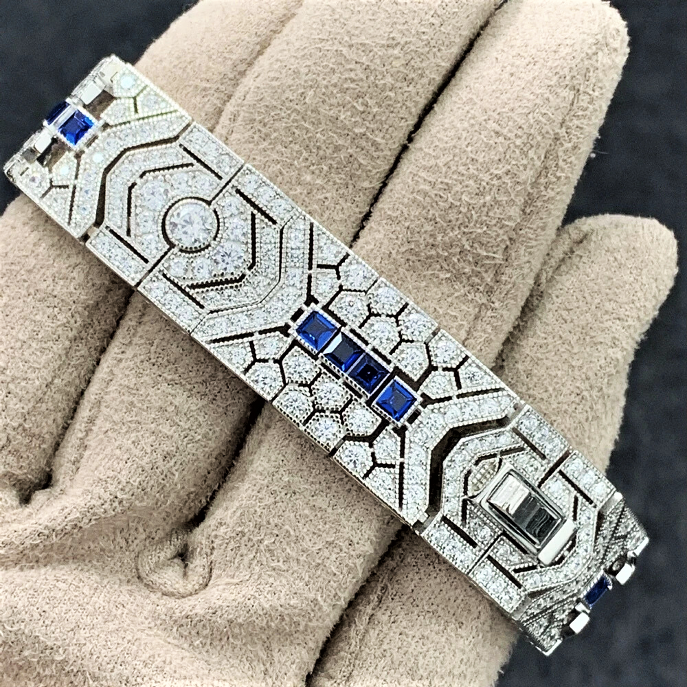 Bracciale a Fascia con Zaffiri e Brillanti Coltivati