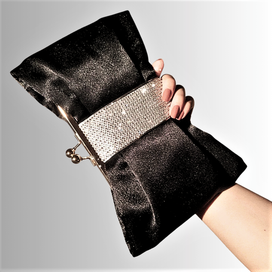 Clutch a Portafoglio in Seta e Strass