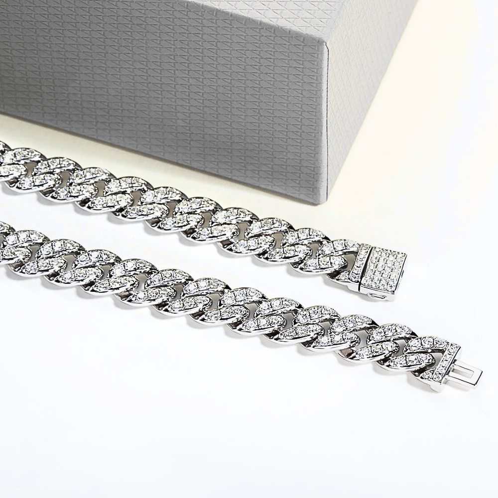 Bracciale e Collana a Maglia Groumette con Moissaniti