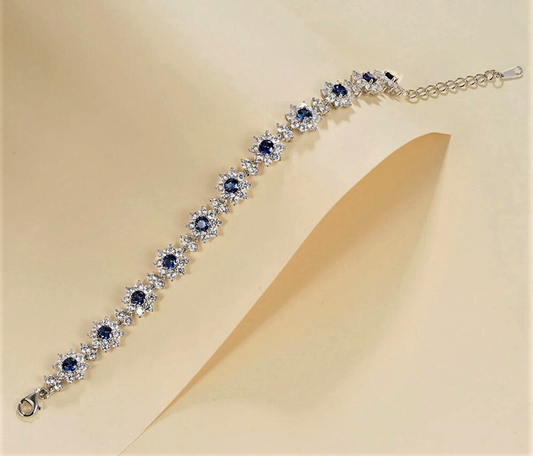 Bracciali a Fiori con Smeraldi, Rubini o Zaffiri con Brillanti Sintetici ad Alto Contenuto di Carbonio