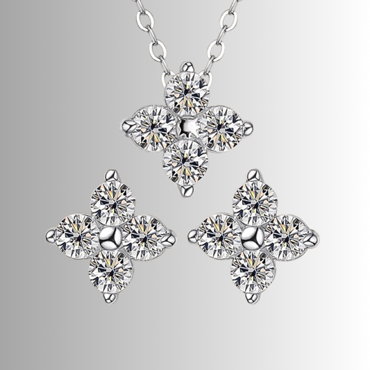 Parure "Croce di Luce": Collana e Orecchini in Moissanite D Color