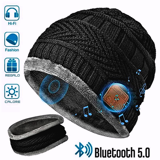 Gorro y calentador de cuello con auriculares y micrófono Bluetooth 5.0 Calidez y tecnología para tus aventuras invernales