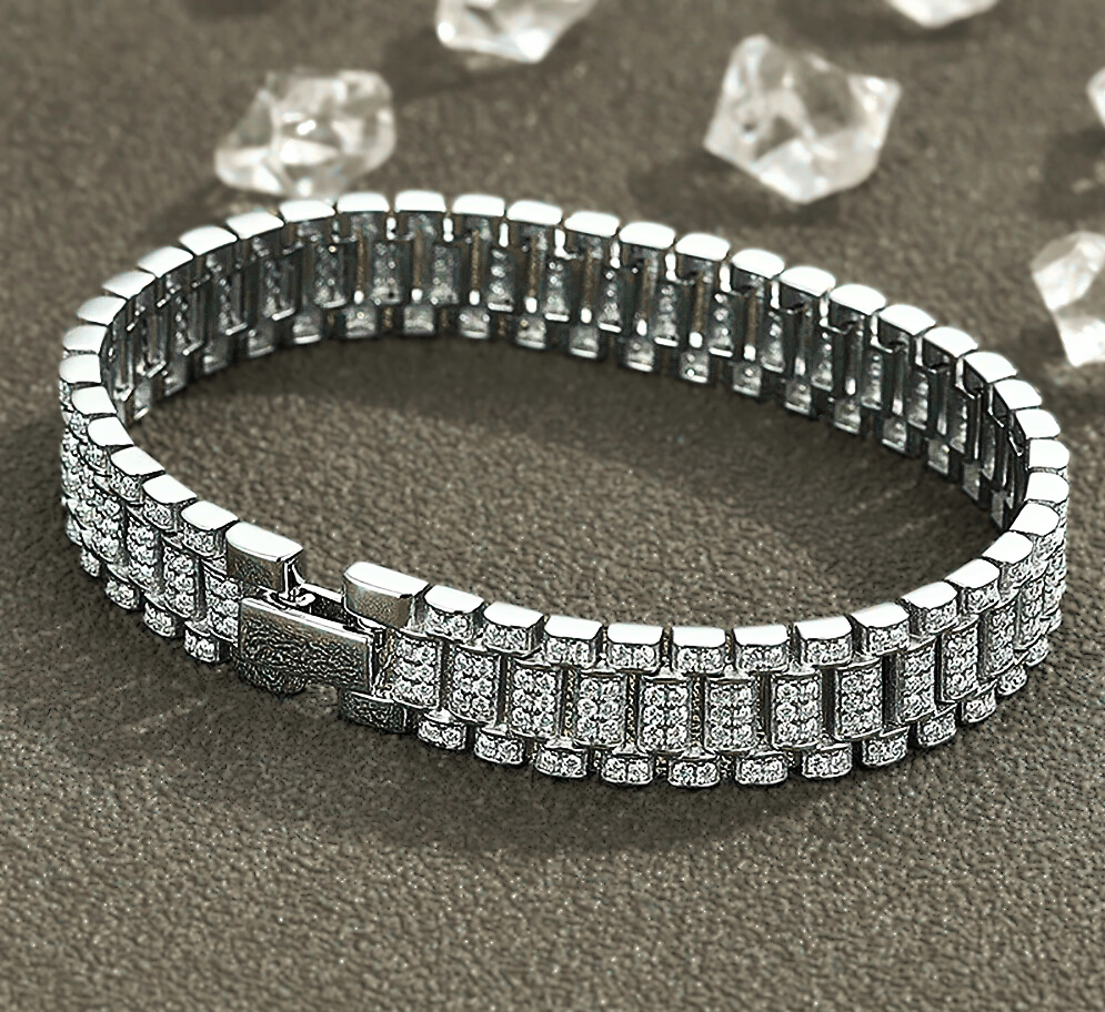 Bracciale "Chain Link" con Pavè di Moissaniti D Color