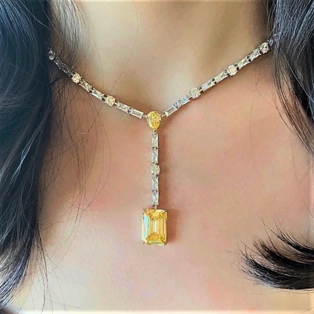 Collana con Citrini Lab Grown e Diamanti Sintetici