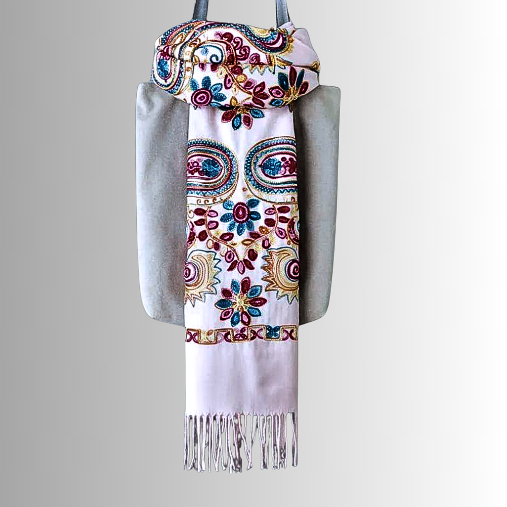 Pashmina Misto Lana Ricamata a Mano