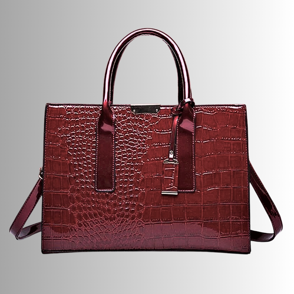 Set di Borsa, Pochette e Portachiavi in Fiore di Pelle di Vitellino