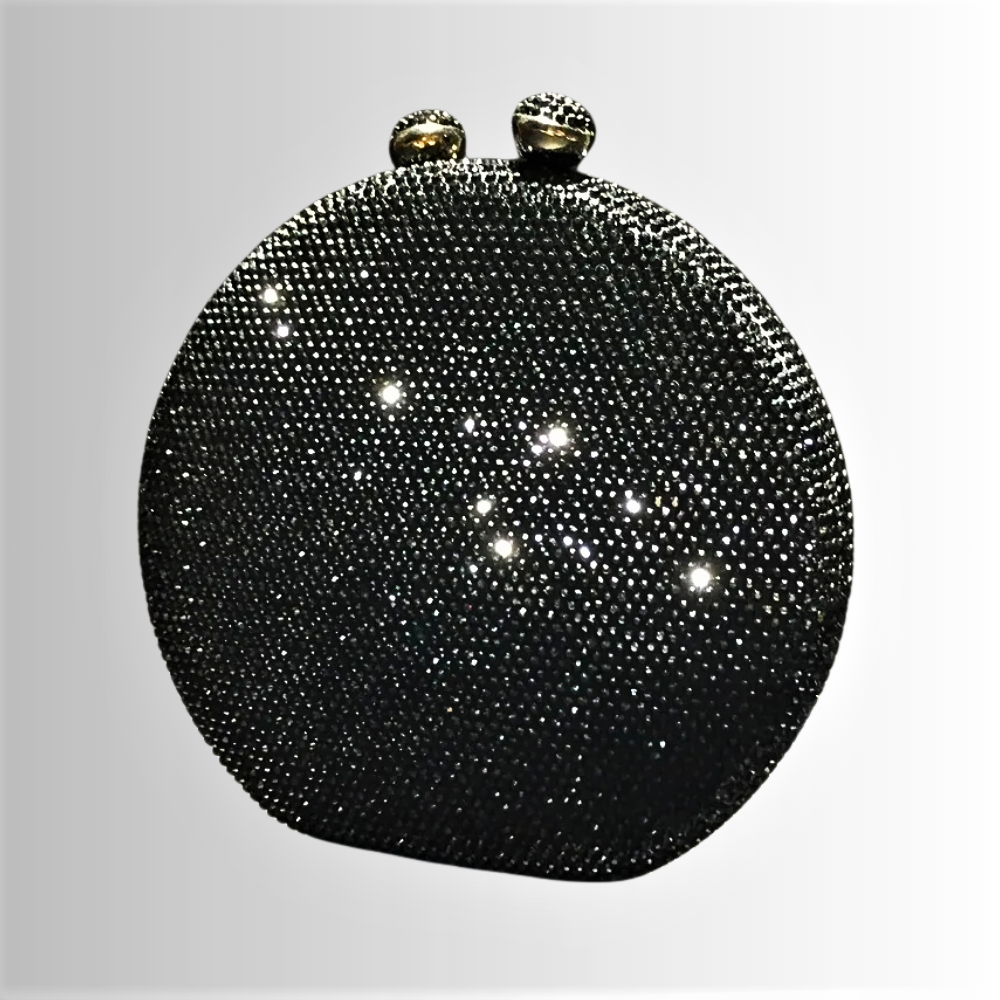 Clutch Rotonda Fatta a Mano con Cristalli Colorati