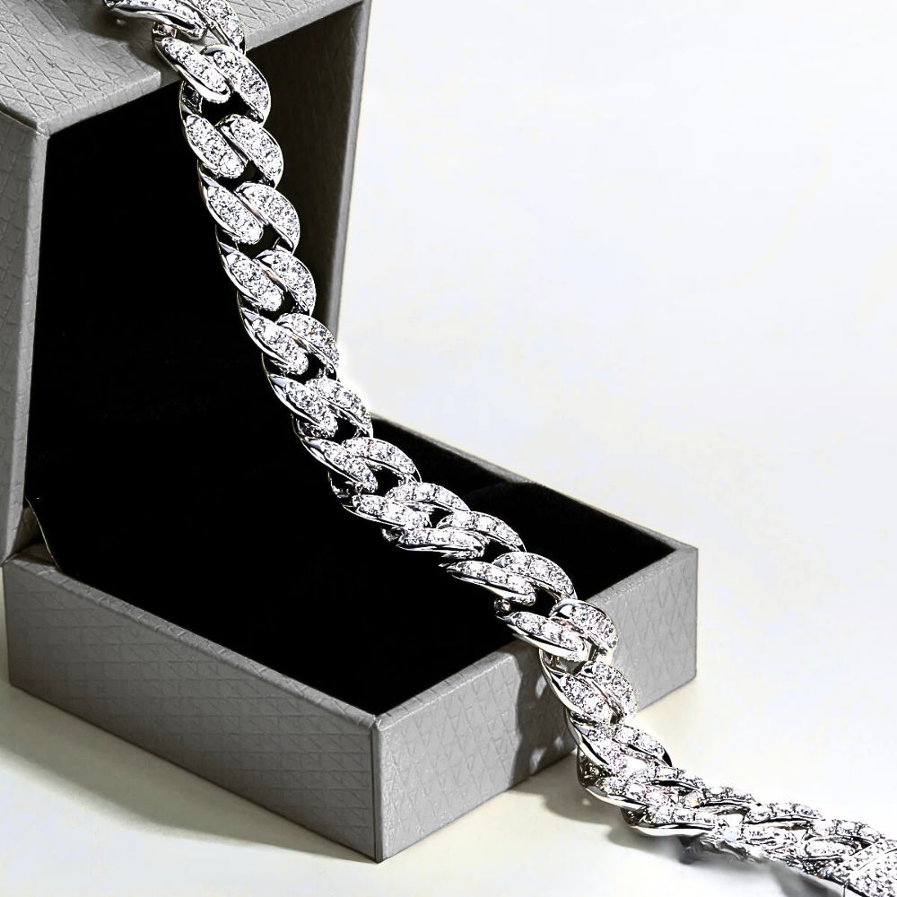 Bracciale e Collana a Maglia Groumette con Moissaniti