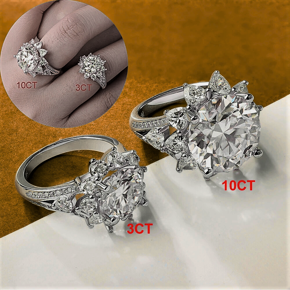 Anello "Regina di Cuori" con Moissanite D Color:  3 o 10 Carati di Splendore