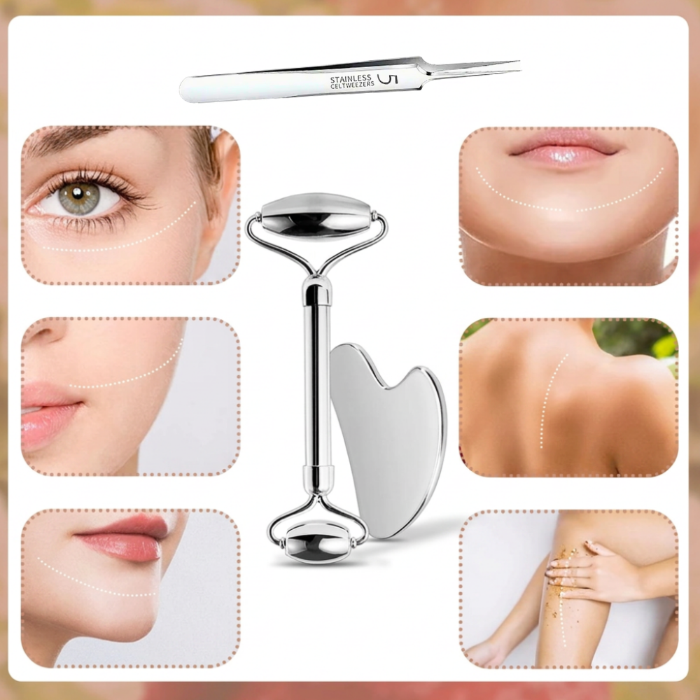 Set Gua Sha, Roller e Pinzetta