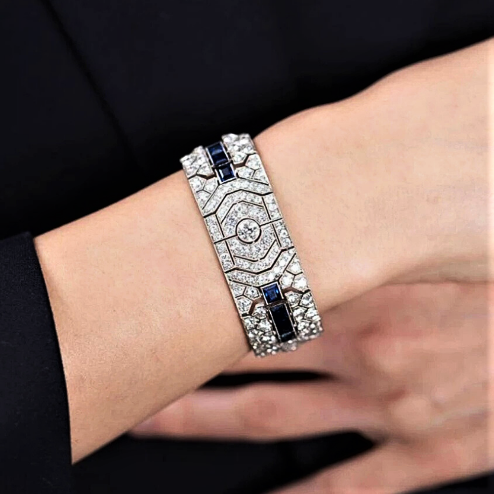 Bracciale a Fascia con Zaffiri e Brillanti Coltivati
