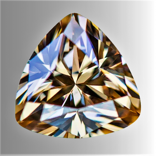Moissanite Champagne Taglio Trillion Certificata