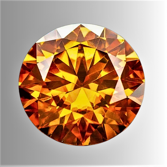 Moissanite Arancio Taglio Brillante Certificata