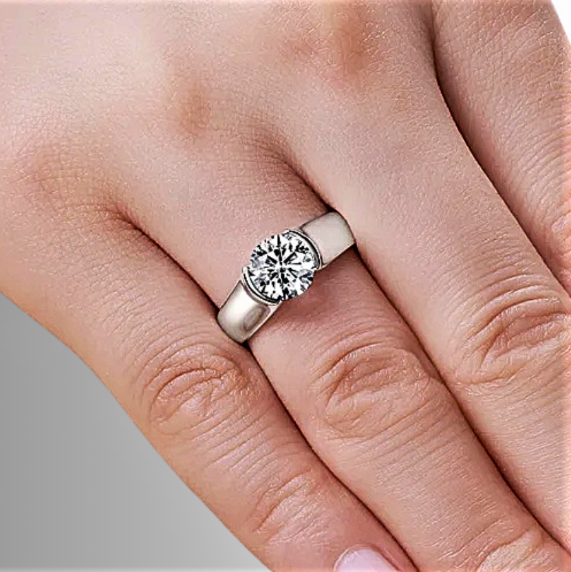Solitario a Musone con Moissanite D Color VVS1 da ct 2,00