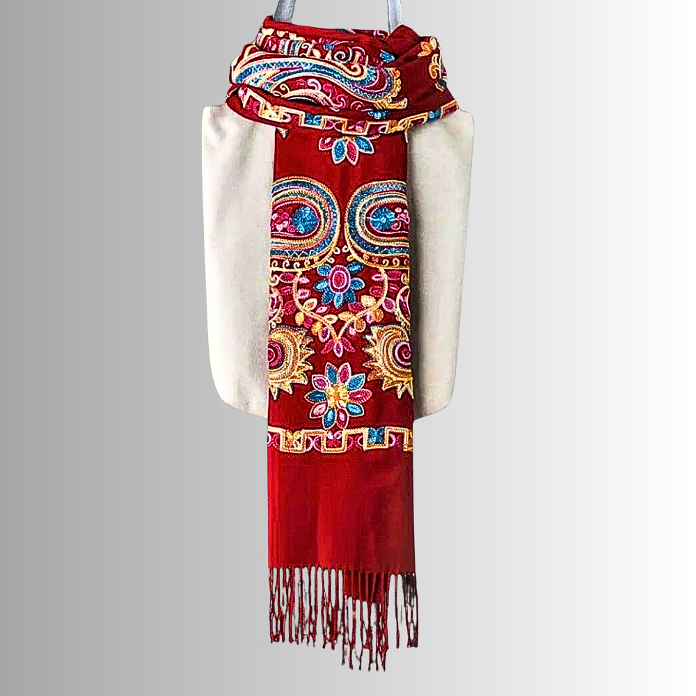 Pashmina Misto Lana Ricamata a Mano