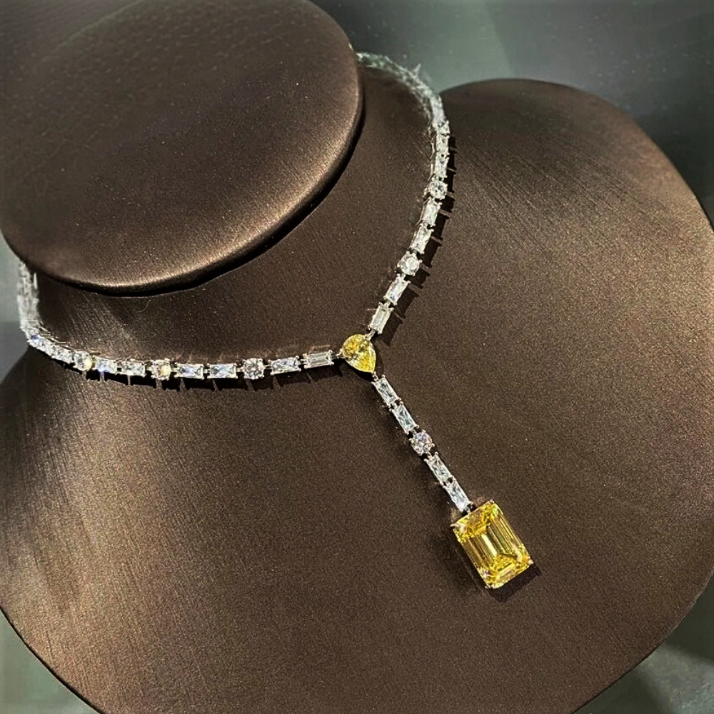 Collana con Citrini Lab Grown e Diamanti Sintetici