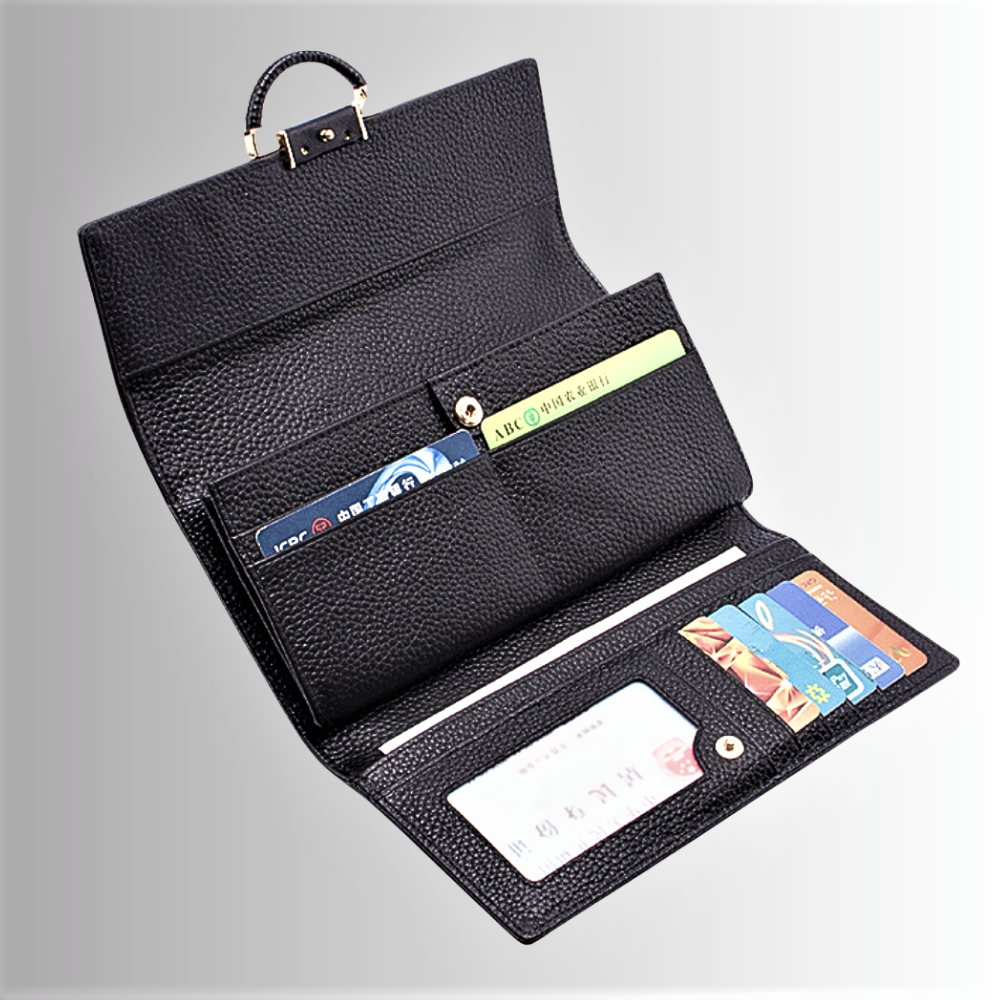 Genuine Cowhide Leather Wallet with Crocodile Texture