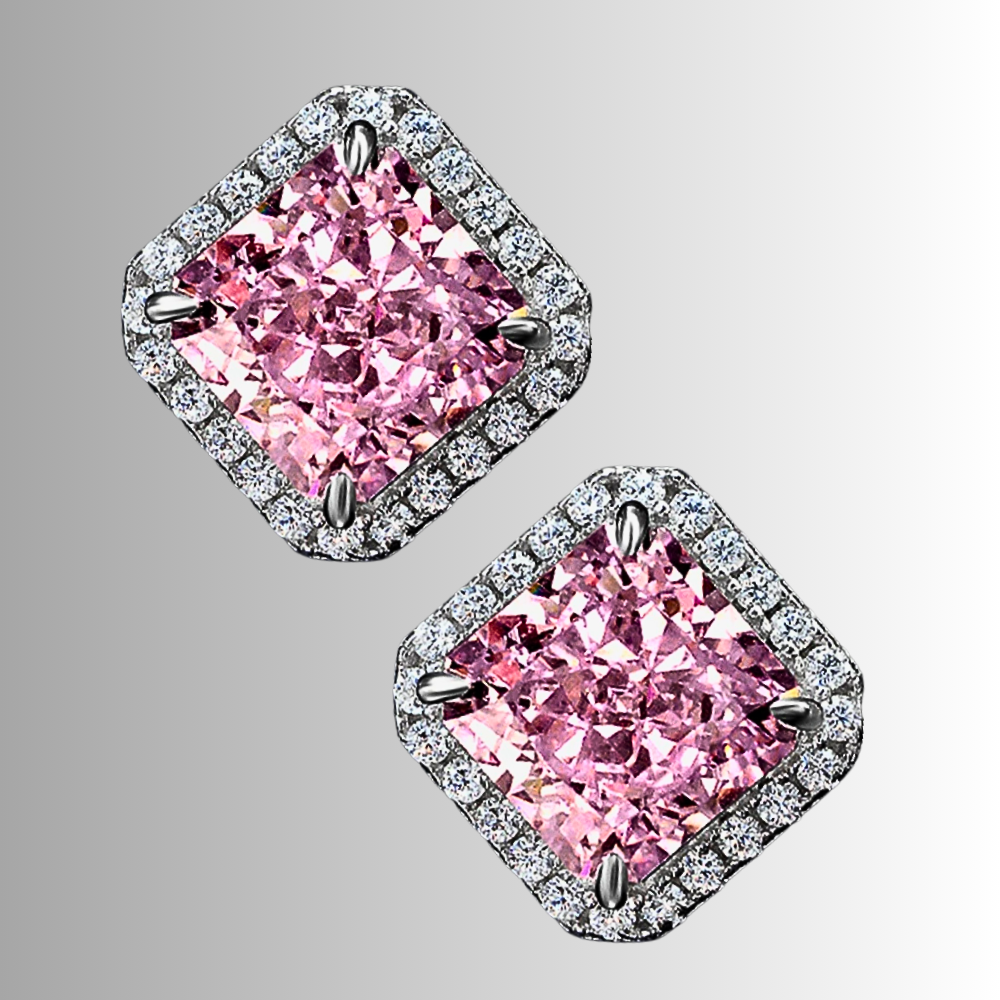 Orecchini a Rombo con Moissaniti Colorate di Ct 4,00