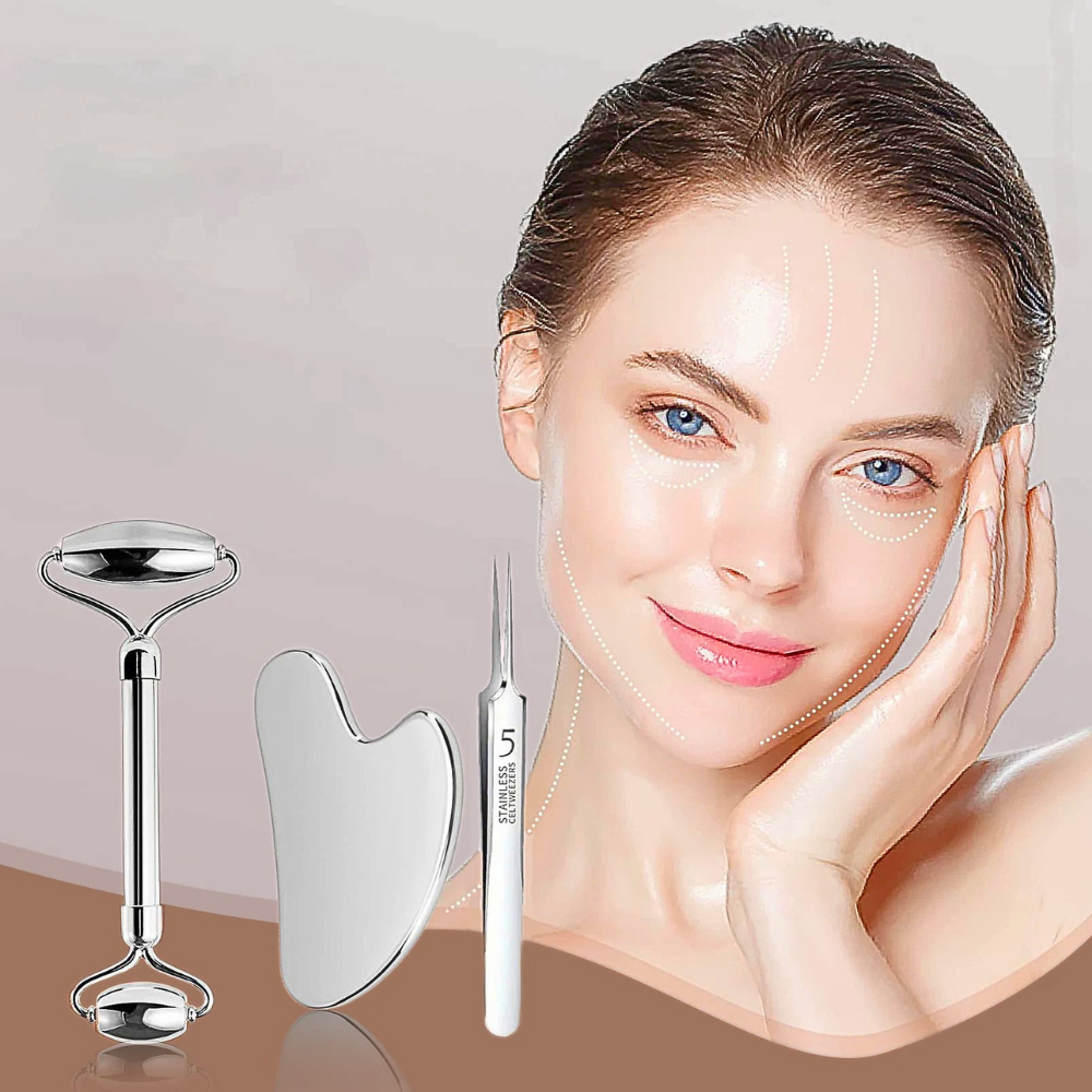 Set Gua Sha, Roller e Pinzetta