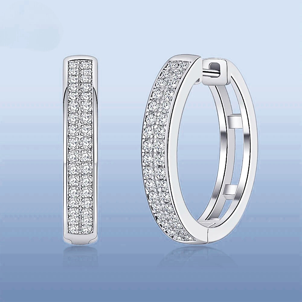 Orecchini a Cerchio con due file di Moissaniti per ct 0,34