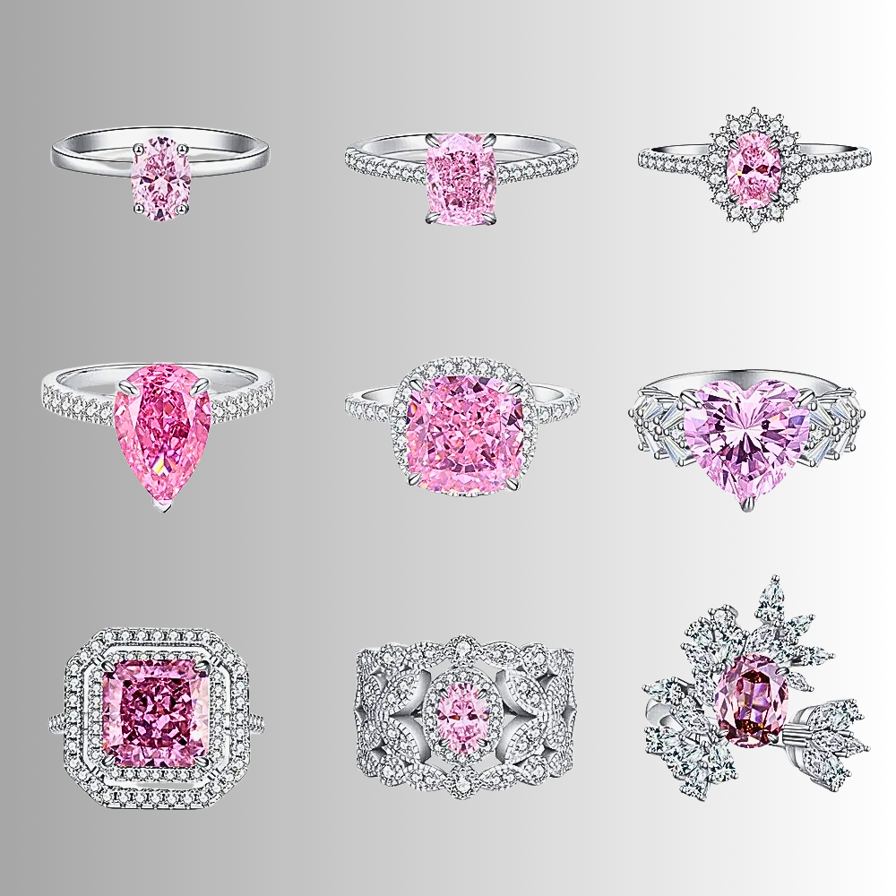 Collezione di Anelli con Zaffiri Rosa creati in Laboratorio