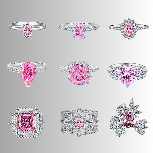 Collezione di Anelli con Zaffiri Rosa creati in Laboratorio