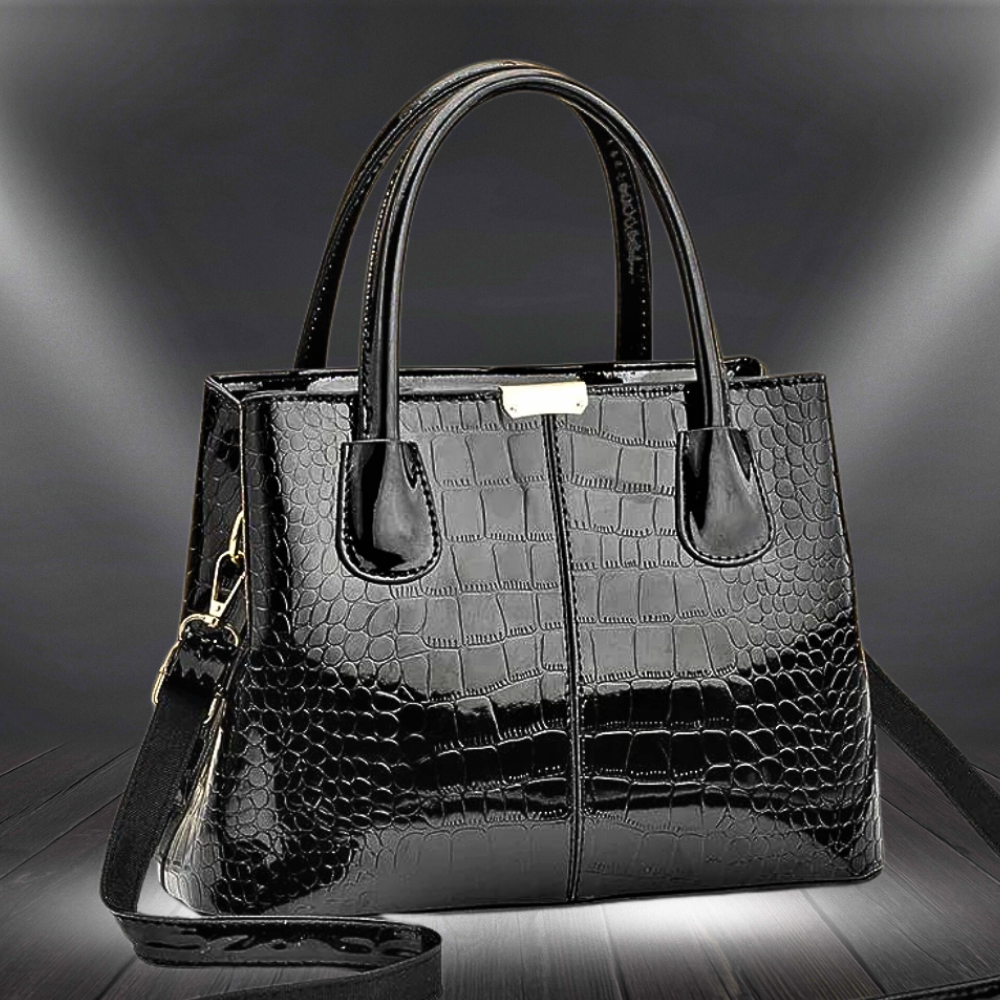Borsa Tote Verniciata con Lavorazione Coccodrillo