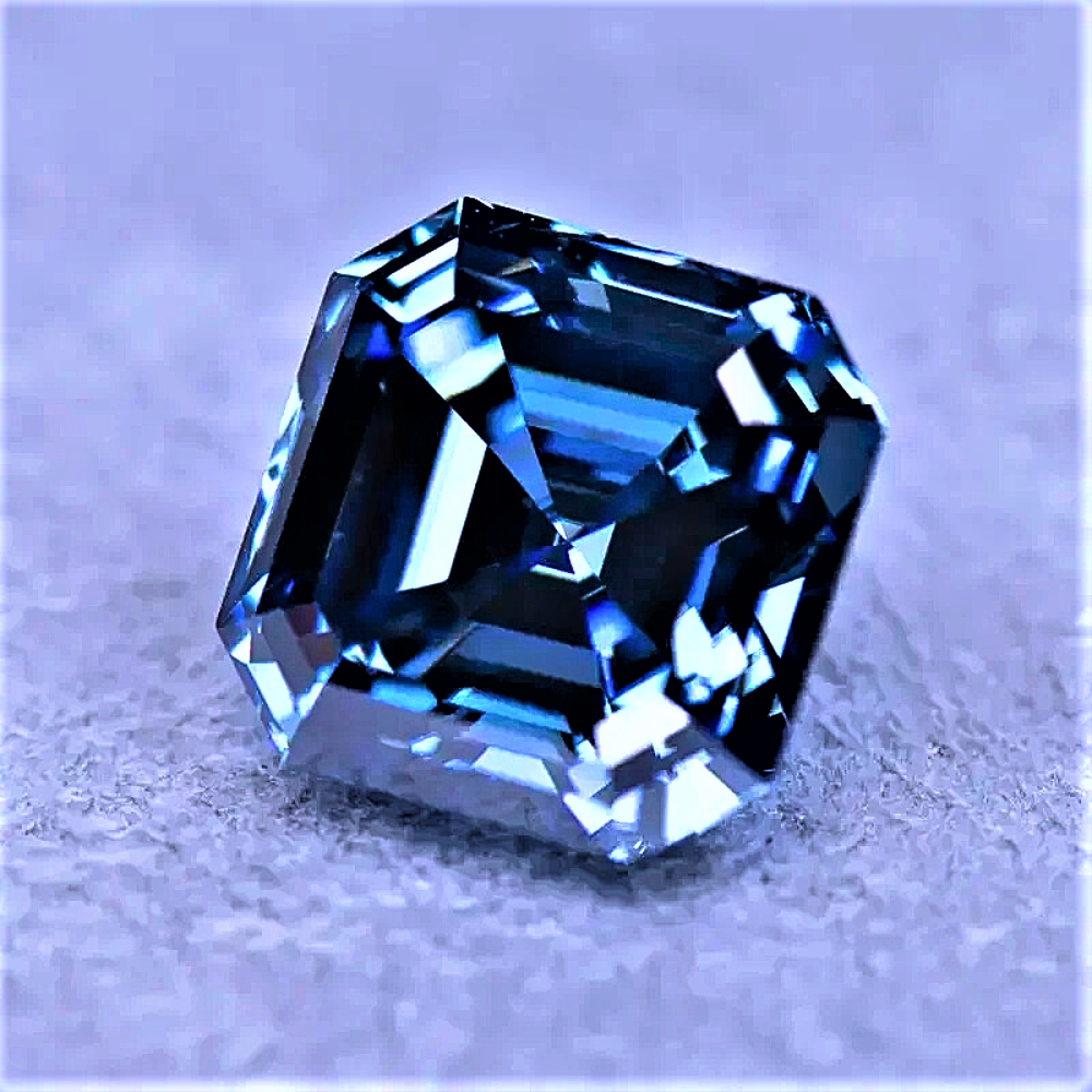 Moissanite Royal Blue Taglio Asscher Certitificata