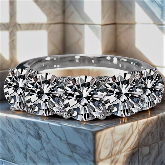 Fede a 5 Pietre con Moissanite D Color VVS1 per ct 2.5  o ct 5,00