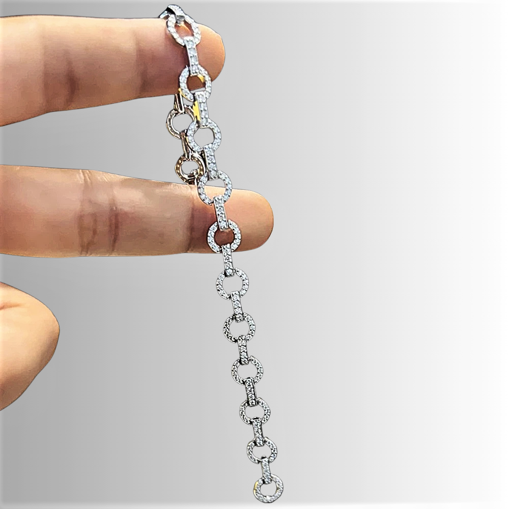 Bracciale a Maglie Tonde con Moissaniti