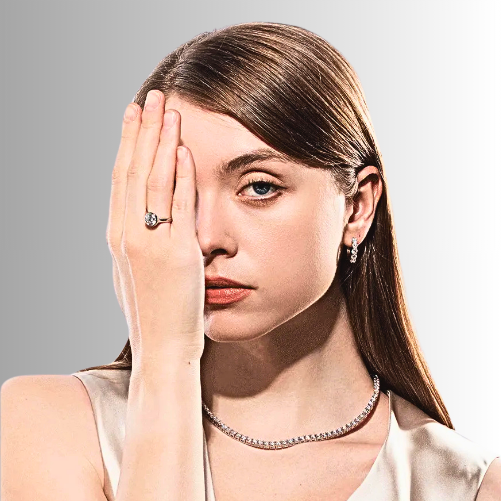 Solitario con Castone Tondo in Moissanite