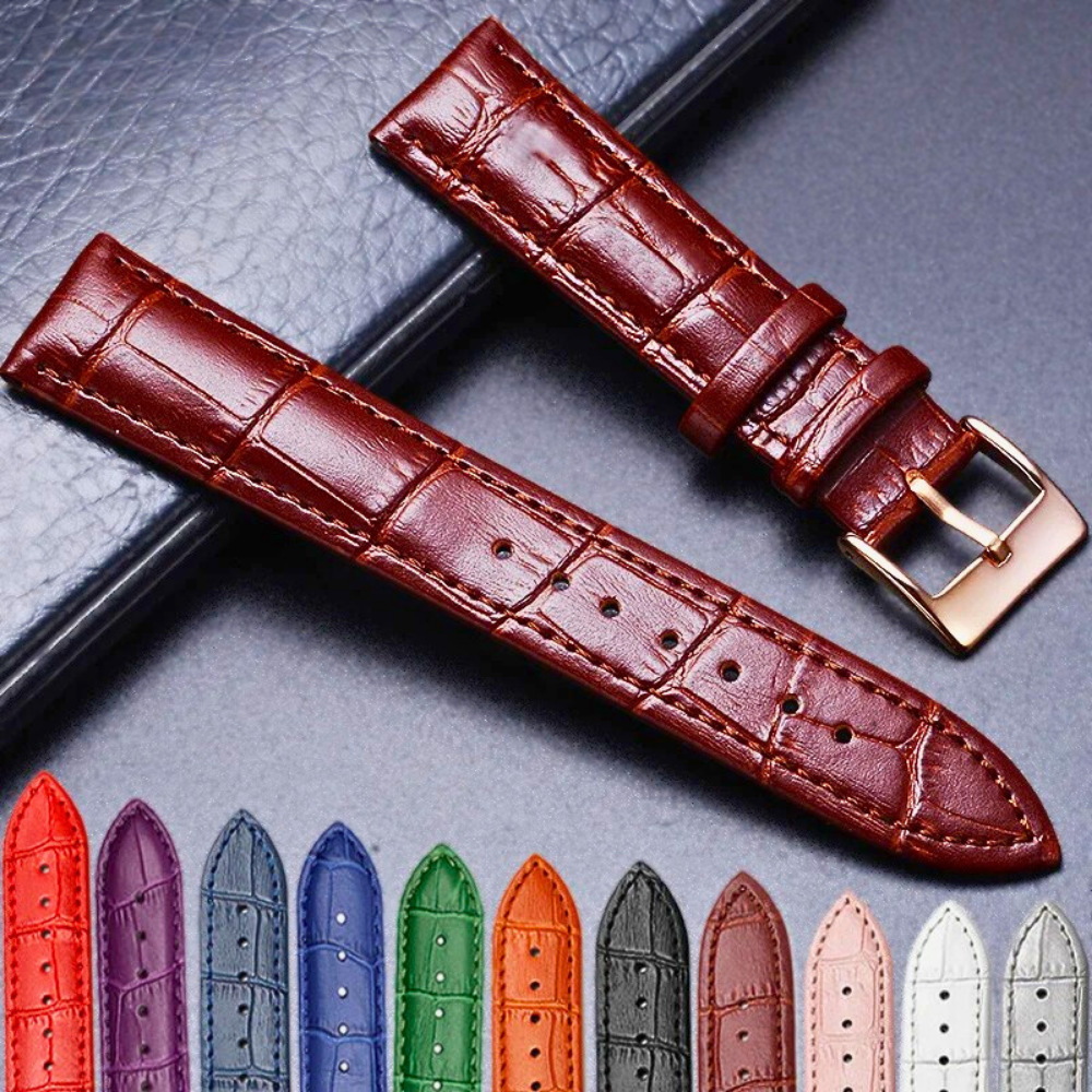 Cinturini per Orologio in Fiore di Pelle di Vitellino con Accessori