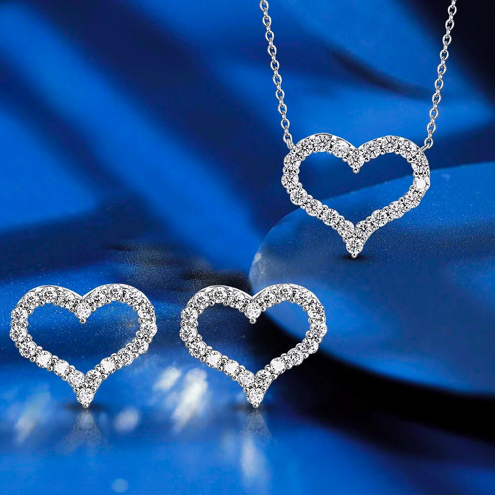 Parure Collana e Orecchini a Cuore con Moissaniti