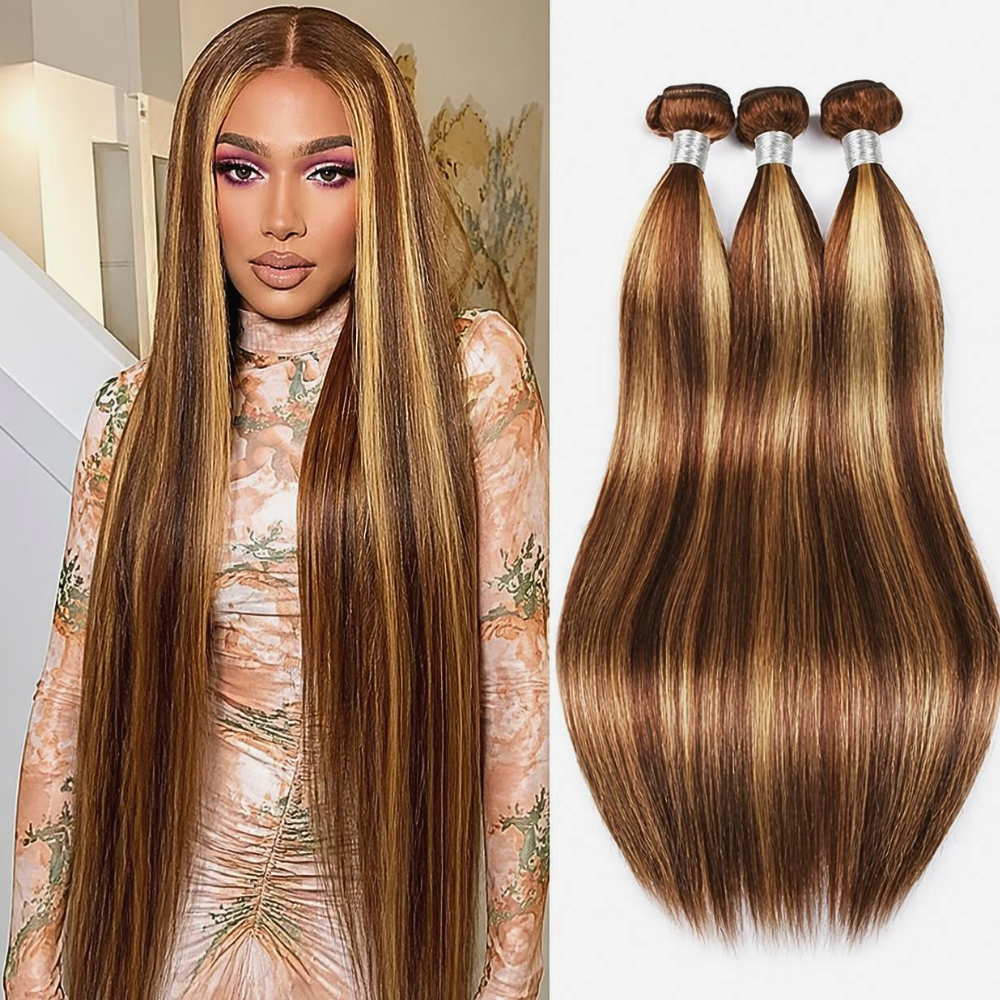 Extensions di Capelli Veri Castani con Meches