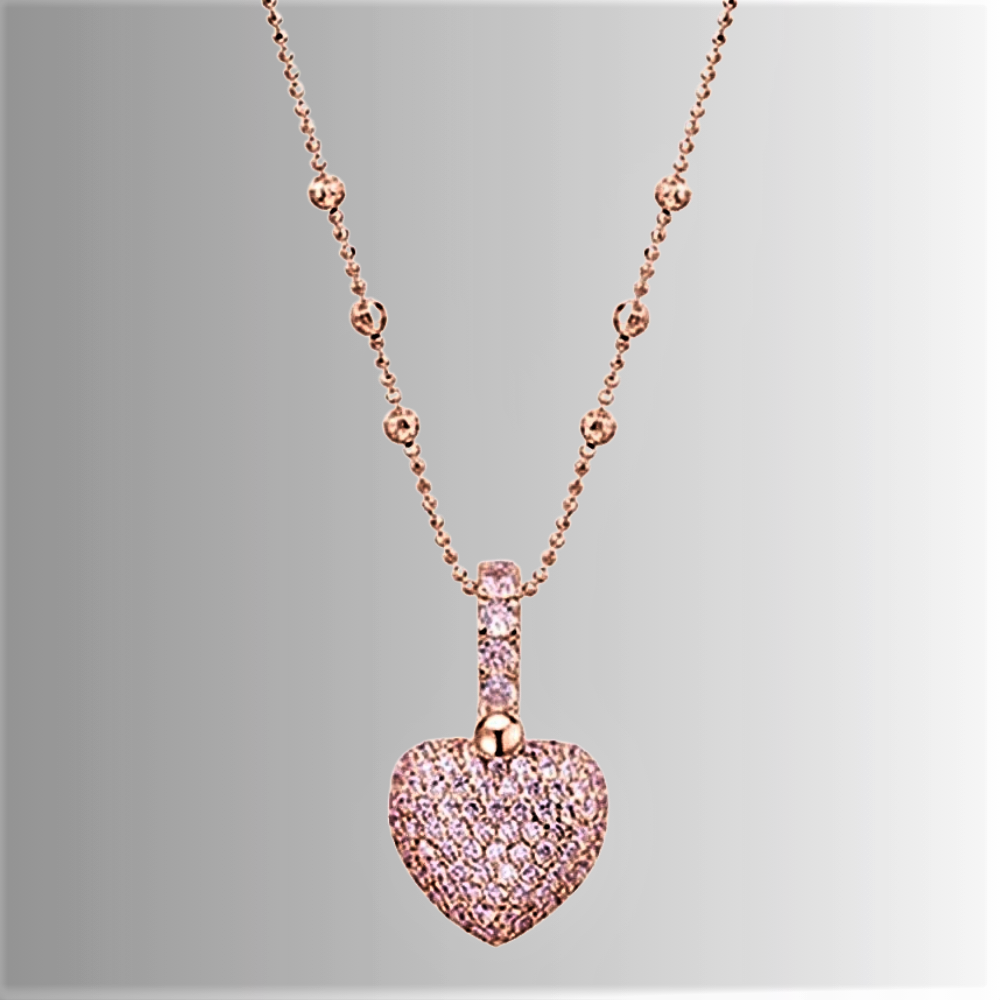 Collana con Ciondolo a Cuore con Brillanti Coltivati