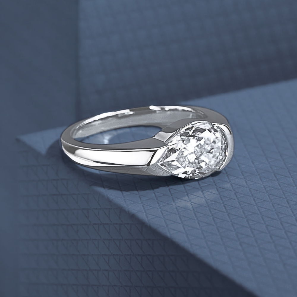 Fede con Moissanite Taglio Goccia di ct 2,50