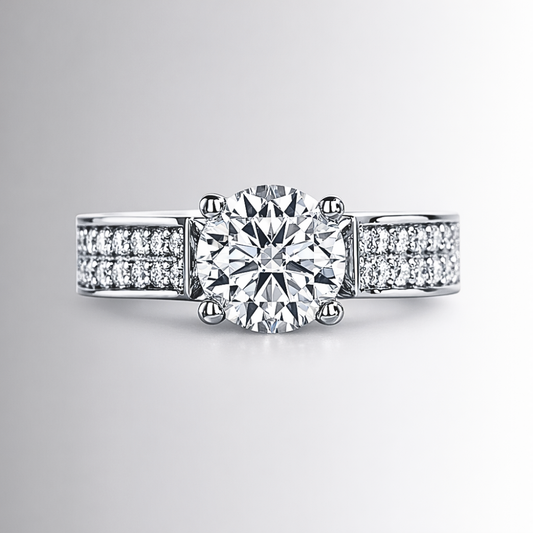 Solitario con Moissanite di ct 2,00 e Pavè