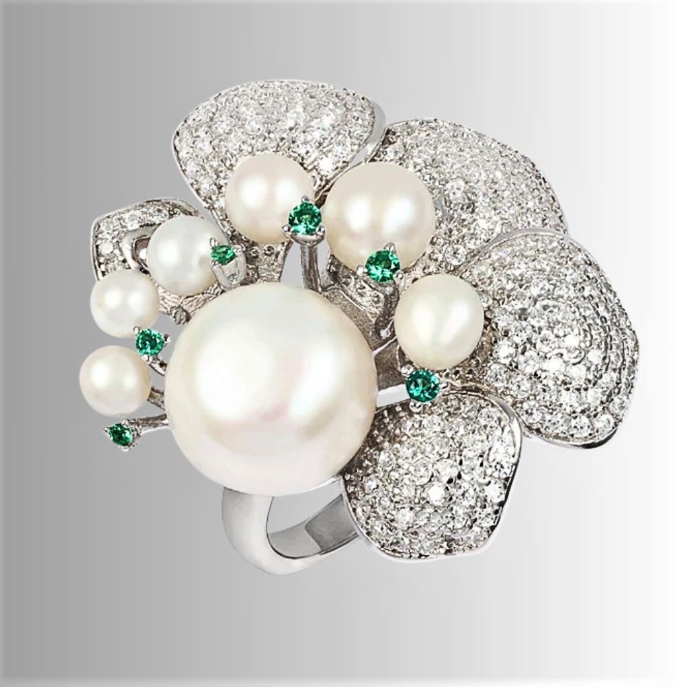 Anello a Calla con Perle Naturali d'Acqua Dolce