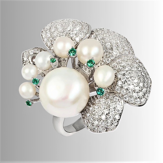 Anello a Calla con Perle Naturali d'Acqua Dolce