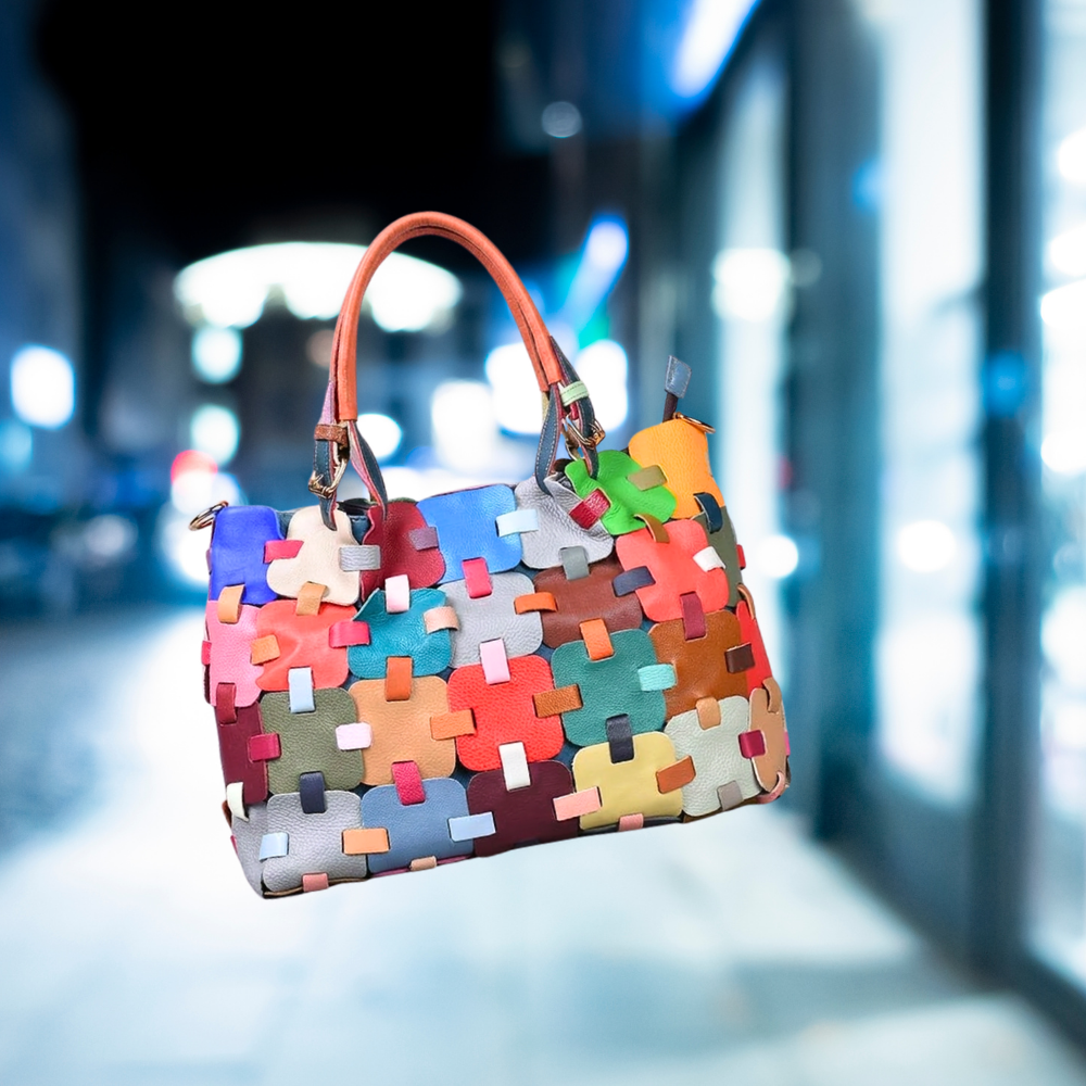 Borsa Patchwork in Fiore di Pelle di Vitellino