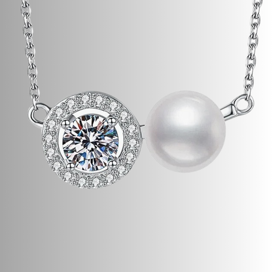 Collana con Moissaniti e Perla Naturale