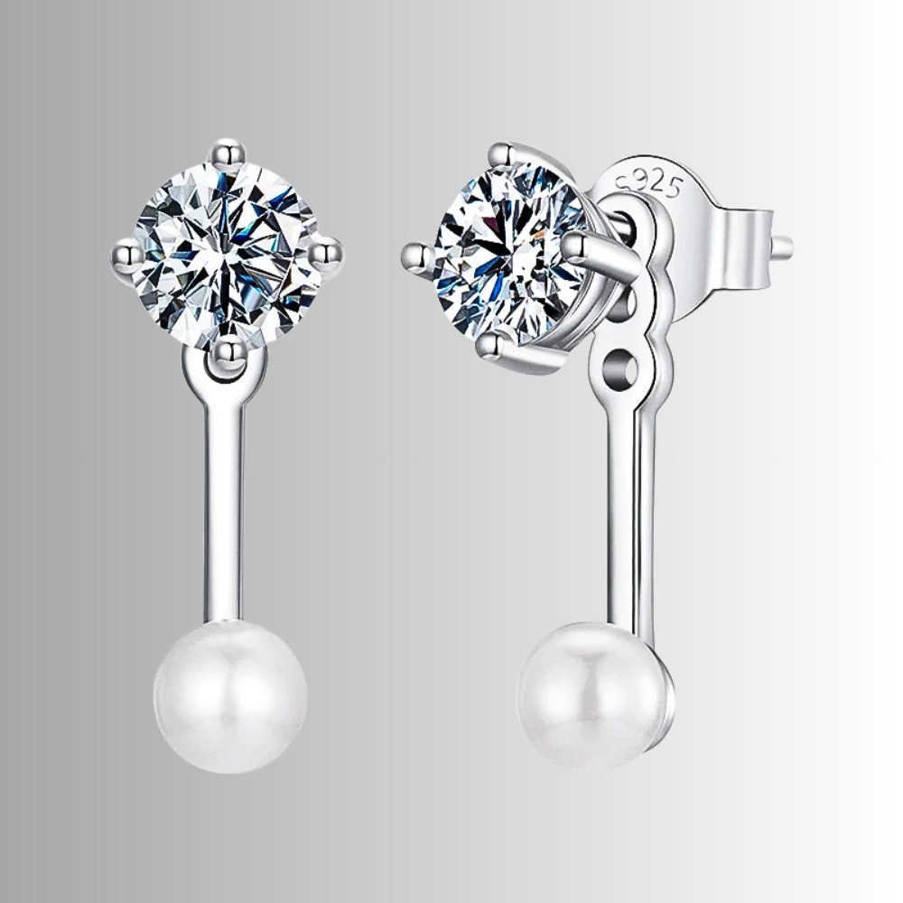 Orecchini Punto Luce in Moissaniti per ct 1,00 e Perle