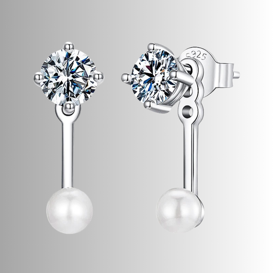 Orecchini Punto Luce in Moissaniti per ct 1,00 e Perle